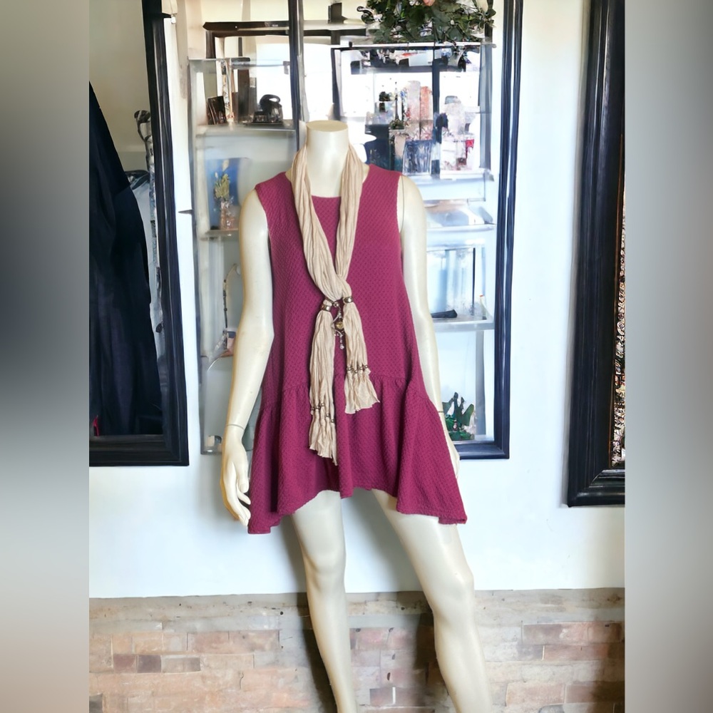 Free People Fuchsia Pink Turn It On Drop Waist Oversized Dress X-Small